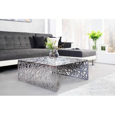 Stolik  kawowy Abstract 60 cm srebrny aluminiowy