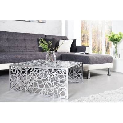  Stolik  kawowy Abstract 60 cm srebrny aluminiowy