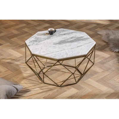Stolik kawowy DIAMOND 70cm marmur biały