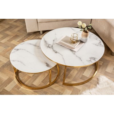  Stolik kawowy Elegance 80 cm weiss  Marmordekor