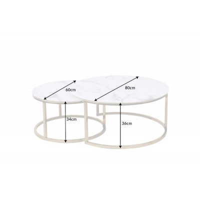  Stolik kawowy Elegance 80 cm weiss  Marmordekor