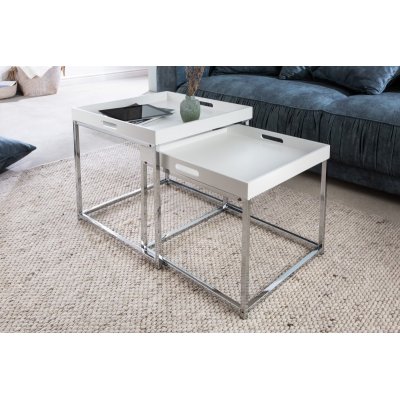 Stolik kawowy Couchtisch Elements 2 ere Set weiss tablett
