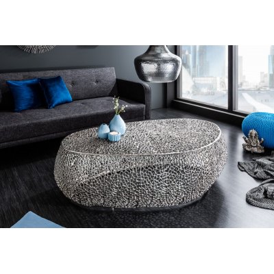 Stolik kawowy Jakarta leaf 120 cm srebrny
