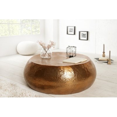 Stolik kawowy ORIENT 80cm metal młotkowany młotkiem w kolorze miedzianym
