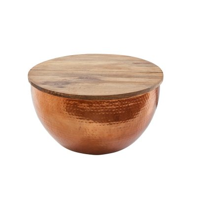 Stolik kawowy ORIENT STORAGE 60 cm, efekt uderzenia młotkiem, miedź Mango 