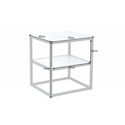  Stolik boczny Elegance 45 cm biały marmur