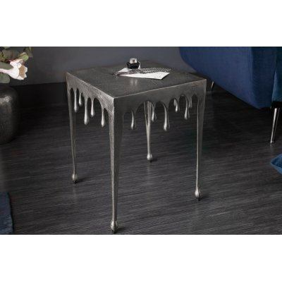  Stolik pomocniczy LIQUID LINE S 44 cm kwadratowy srebrny