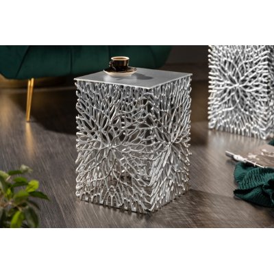   Stolik kawowy LEAF 40-45 cm zestaw 2 szt. srebrny