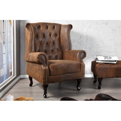 Fotel Chesterfield brązowy
