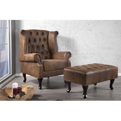  Fotel Chesterfield brązowy