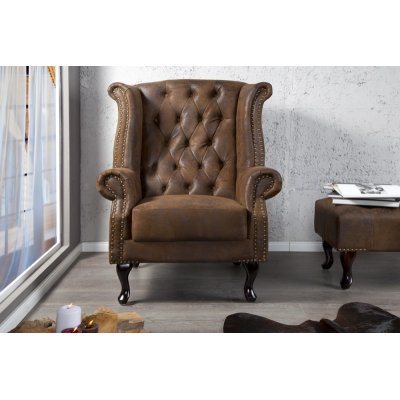  Fotel Chesterfield brązowy