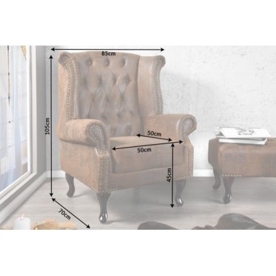  Fotel Chesterfield brązowy