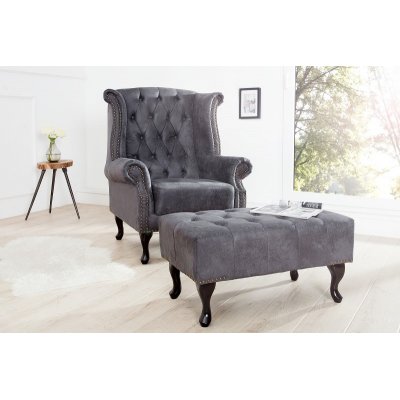 Fotel Chesterfield szary