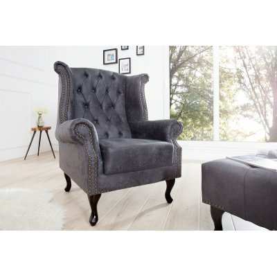  Fotel Chesterfield szary
