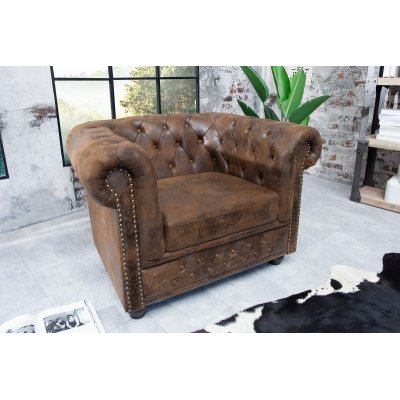  Fotel Chesterfield brązowy