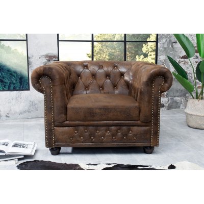  Fotel Chesterfield brązowy