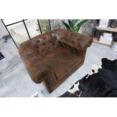  Fotel Chesterfield brązowy