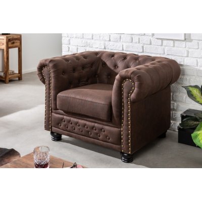 Fotel Chesterfield ciemno brązowy