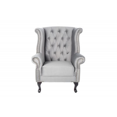  Fotel  Chesterfield srebrnoszary aksamitny