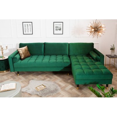 Narożnik Cosy Velvet II szmaragdowo zielony