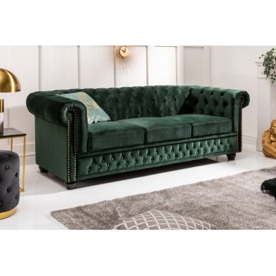  Sofa Chesterfield 3 osobowa zielona