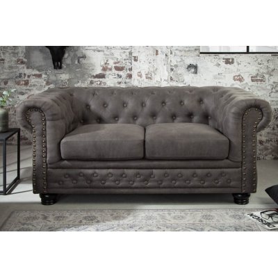 Sofa Chesterfield 150 cm Vintage szara
