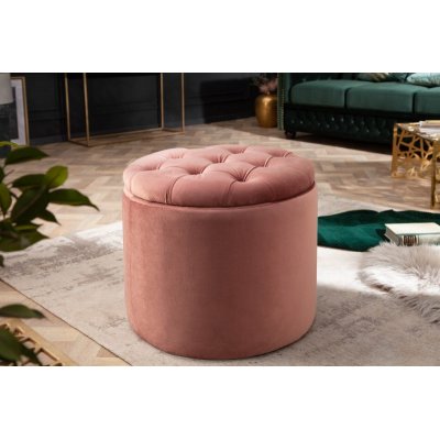  Pufa Modern Barock Storage 50 cm aksamitna różowa