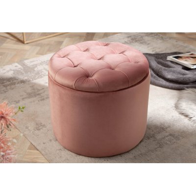  Pufa Modern Barock Storage 50 cm aksamitna różowa