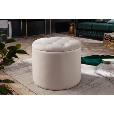  Pufa Modern Barock Storage 50 cm aksamitna beżowa