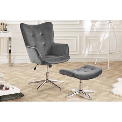  Pufa obrotowa szara LOUNGER 39 cm 
