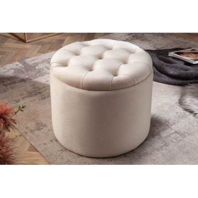  Pufa Modern Barock Storage 50 cm aksamitna beżowa