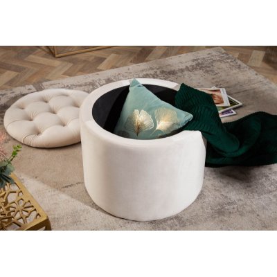  Pufa Modern Barock Storage 50 cm aksamitna beżowa
