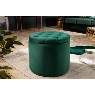  Pufa Modern Barock Storage 50 cm aksamitna szmaragdowozielona
