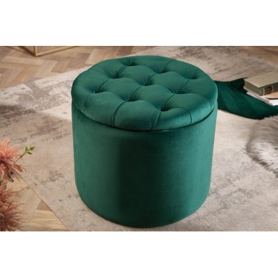  Pufa Modern Barock Storage 50 cm aksamitna szmaragdowozielona