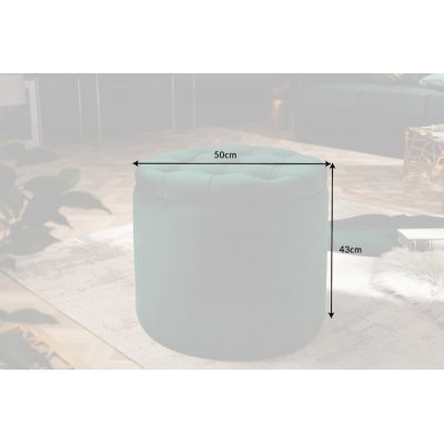  Pufa Modern Barock Storage 50 cm aksamitna szmaragdowozielona