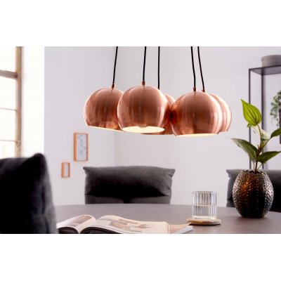   Lampa wisząca Perlota 5 ramienna , miedziane kule