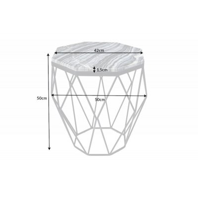  Stolik boczny Diamond 50 cm. marmur czarnoszary