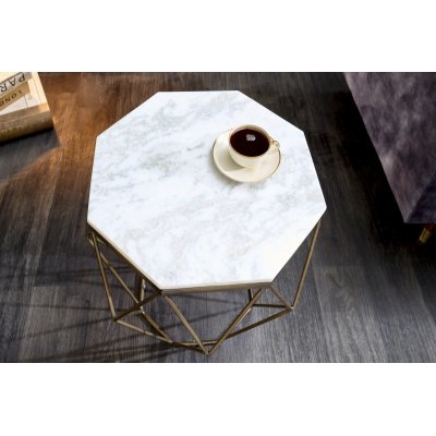  Stolik boczny Diamond 50 cm. marmur biały .
