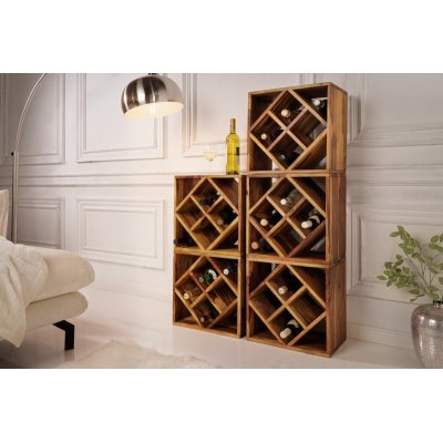  Stojak na wino z litego drewna CUBUS 40 cm