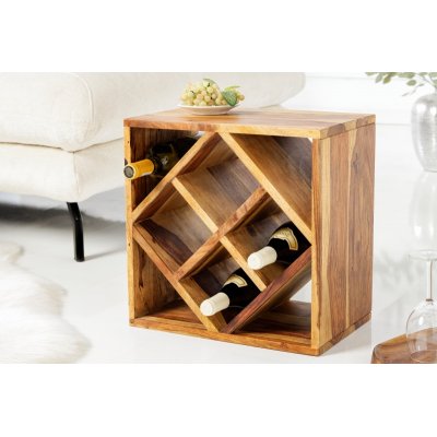 Stojak na wino z litego drewna CUBUS 40 cm