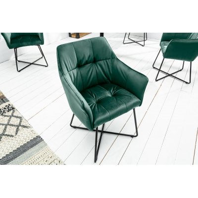 Krzesło fotelowe z podłokietnikami Loft zielone