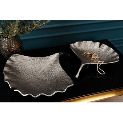 Misa ozdobna Gingko srebrna 42 cm.