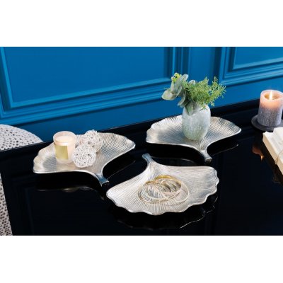 Zestaw misek ozdobnych Gingko silver