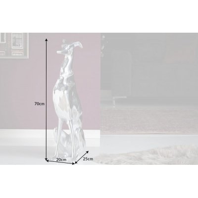   Rzeźba psa Greyhund ALU 70 cm silver