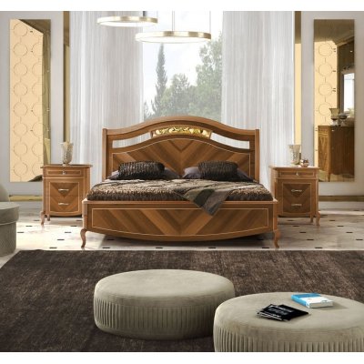  COLLECTION PRESTIGE 2 Łóżko z drewna orzechowego z intarsjami