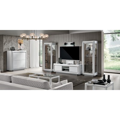  Elite White – nowoczesna biała ława w połysku z hartowanym szkłem 120x120x40 cm.