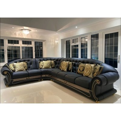  EMPOR ROYALE Włoski Narożnik Stylowy z Meandrem Versace i Medusa 305cm x 265 cm