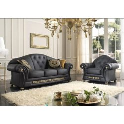 EMPOR ROYALE 2 osobowa kanapa w skórze, cm182x95 h 100 meandrem Versace włoskie meble