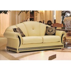 sofa EMPORI 3 osobowa w skórze,  meandrem Versace Włoska Sofa 215x95 h 100,