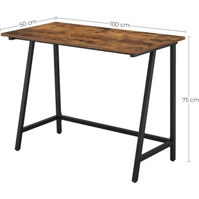  INDUSTRIAL -Stolik pod komputer-biurko, wąski stolik 100 x 50 x 75 cm  rustykalny brązowo-czarny